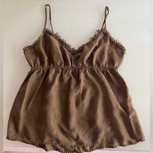 HBF Women’s Size Medium Green Silk Cami Tank Top